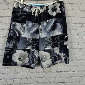 Speedo Men's  Hawaiian Dobby Texture Speed Dry Watershorts, Size 34, Black, NWOT